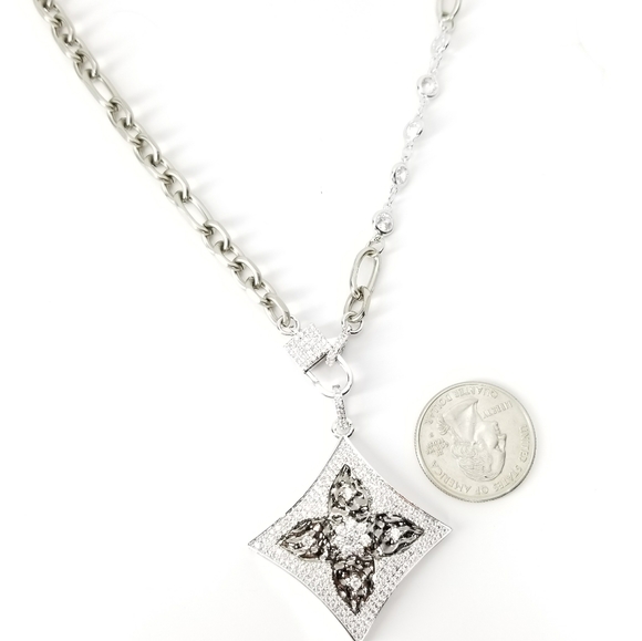 NWT Pave CZ Diamond Pendant Lock Necklace NEW - Picture 8 of 8